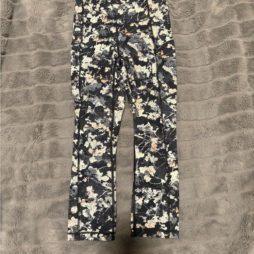 lululemon athletica Black and White Floral Leggings
